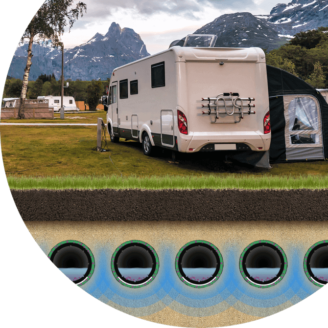 Camping septic system installation