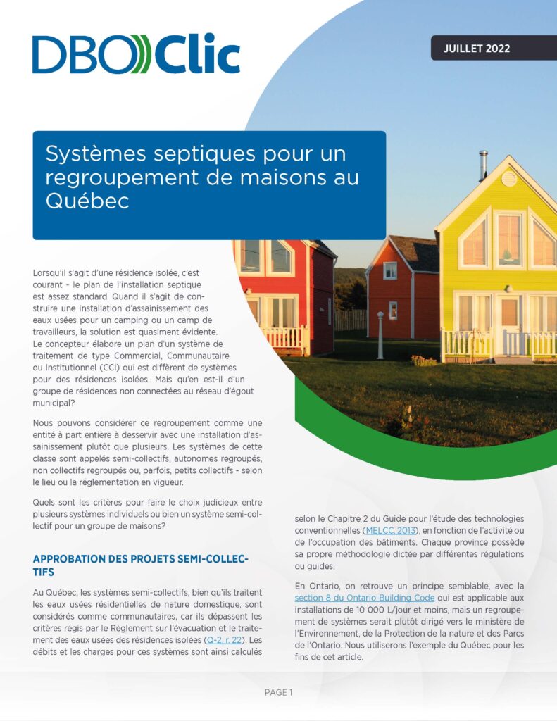 Système septique pour un regroupement de maisons au Québec - DBO))Clic 1
